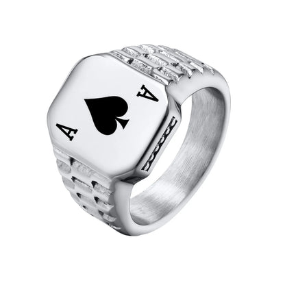 Ring for men Poker Spade Ace Rings for Men Women Anti Allergy Stainless Steel Signet Ring Lucky Gift Jewelry Silver Color Anillo