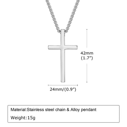 Pendant for Men Unisex Plain Cross Necklaces Men Women Stainless Steel Religious Faith Cross Pendant Necklace Simple Cross with Box Chain