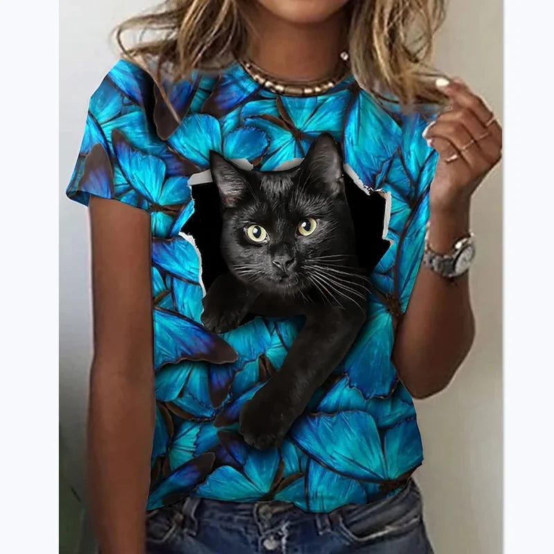 T-Shirt for Women Fashion Casual Tops 3D Printing T-shirts For Women Oversized Funny Short Sleeve Tees Tops