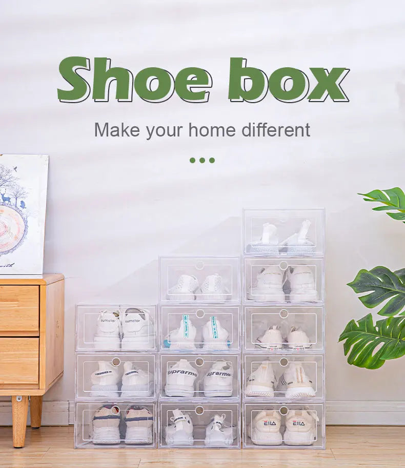 Organizers 6pcs/set Transparent Plastic Shoes Case Thickened Drawer Case Plastic Shoe Boxes Stackable Box Shoe Organizer Shoebox