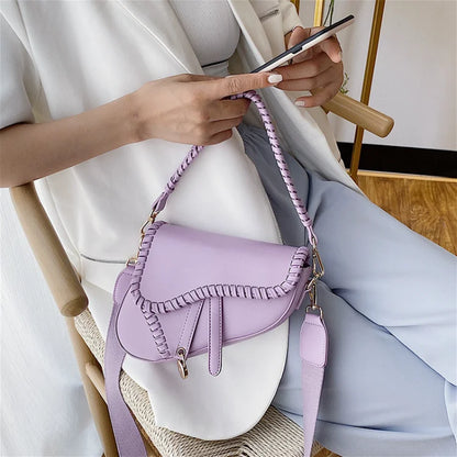 Handbag Fashion Ladies Saddle shape Bag Girls Shoulder Crossbody Ladies Handbag Braided Tote