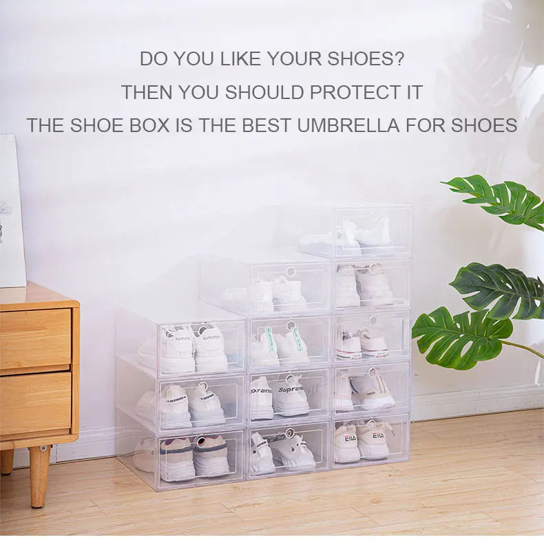 Organizers 6pcs/set Transparent Plastic Shoes Case Thickened Drawer Case Plastic Shoe Boxes Stackable Box Shoe Organizer Shoebox