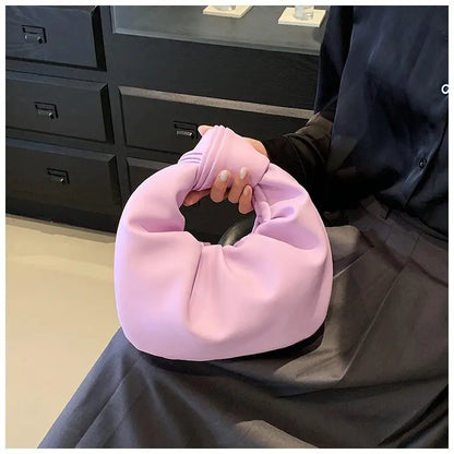 Handbag Girl Fashion Pure Color Girls Clouds Bag Dumpling Bag