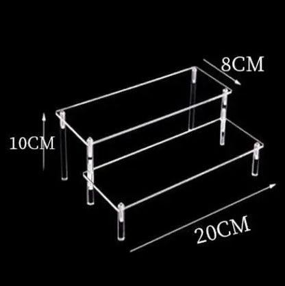 Organizers 1-4 Tier Acrylic Display Stand Durable Display Rack For Cupcake Perfume Doll Transparent Trapezoidal Blind Box Storage Shelf