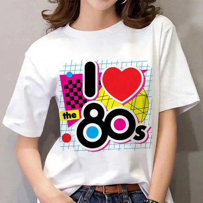 T-Shirt for Women 80s Women's T Shirt Short Sleeve Tops Fashion Casual Clothing For Girls