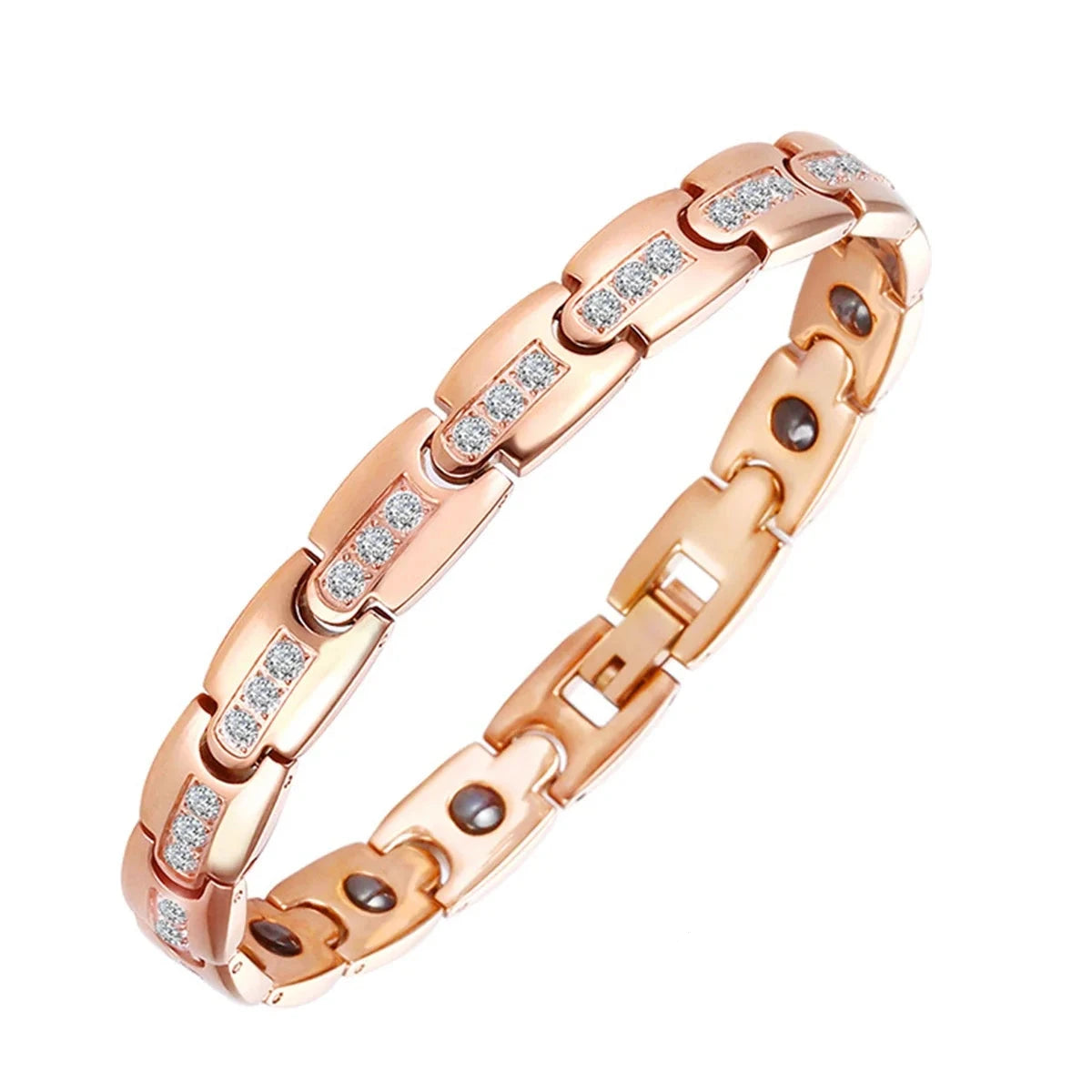 Titanium Steel Bracelet Women Stainless Steel Inlaid Cubic Zirconia Magnetic Bracelets for women