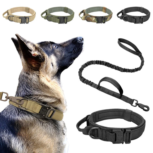 Pet Collar Tactical Dog Collar Military Adjustable Durable Nylon Lead For Medium Large Walking Training Pet Accessory Leash Rope