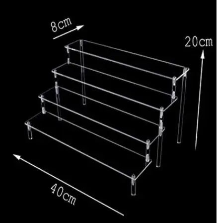 Organizers 1-4 Tier Acrylic Display Stand Durable Display Rack For Cupcake Perfume Doll Transparent Trapezoidal Blind Box Storage Shelf