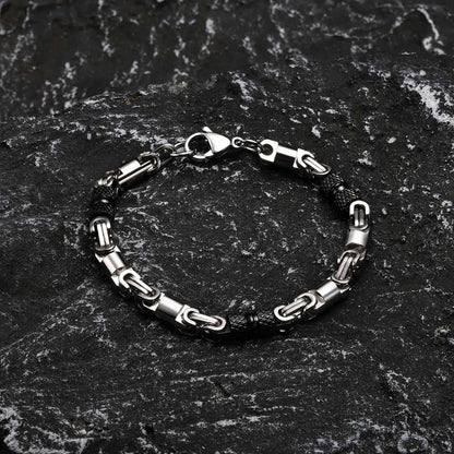 Chain Bracelet for Men Women Oxidized Byzantine Byzantium Geometric Link Stitching Chain Bracelets