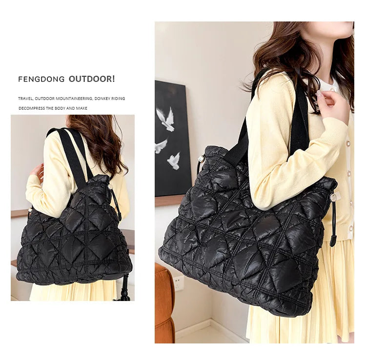 Handbag Fashionable Women's Tote Bag Large Shoulder Tote Bag Drawstring Closure Quilted Cloud Tote Bag