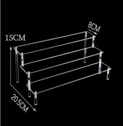 Organizers 1-4 Tier Acrylic Display Stand Durable Display Rack For Cupcake Perfume Doll Transparent Trapezoidal Blind Box Storage Shelf