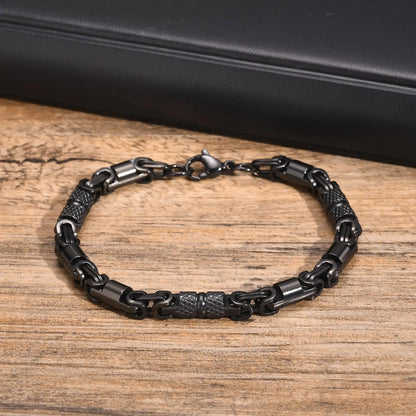 Chain Bracelet for Men Women Oxidized Byzantine Byzantium Geometric Link Stitching Chain Bracelets