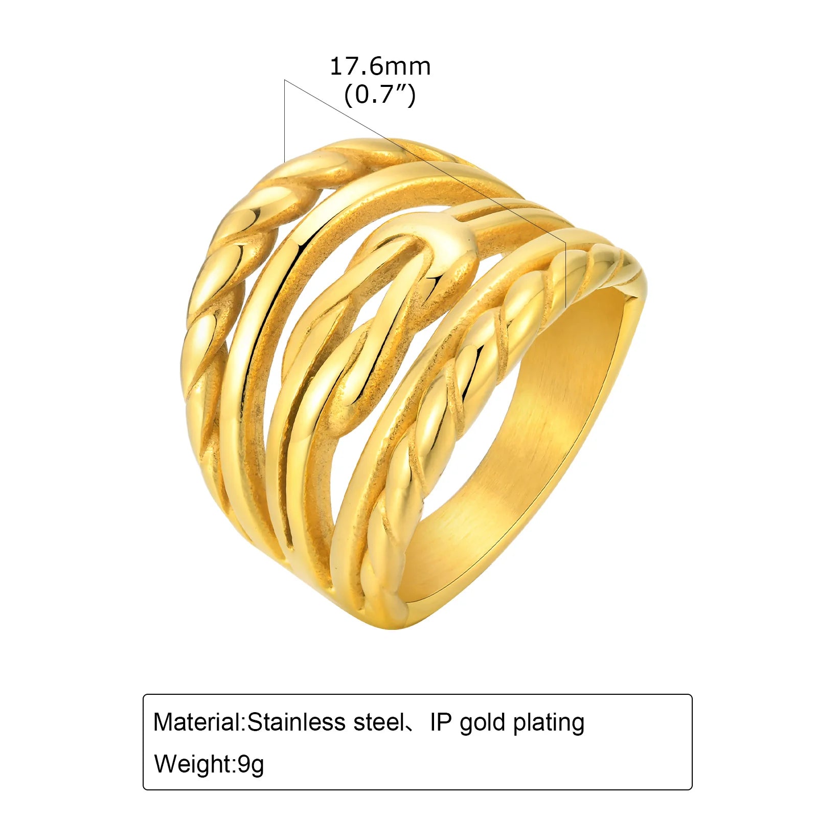 Women Chunky Rings Minimalist Gold Plated 05 variant