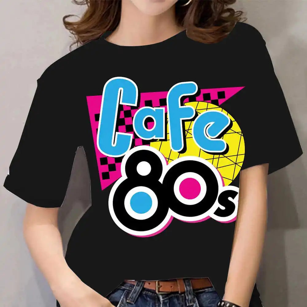 T-Shirt for Women 80s Women's T Shirt Short Sleeve Tops Fashion Casual Clothing For Girls