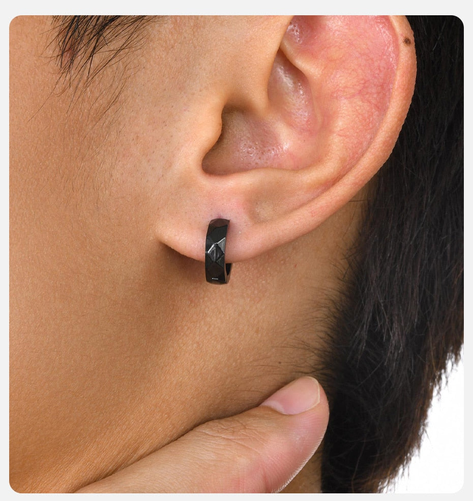 Mens black huggie on sale earrings