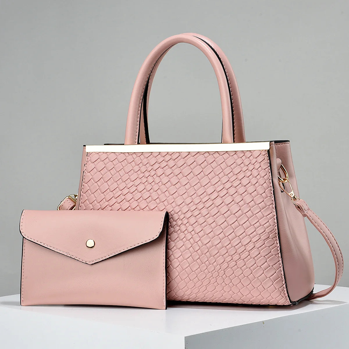 Handbag Fashion Simple Large Capacity Two Set Embossed Texture Women's Bags Shoulder Crossbody Bag