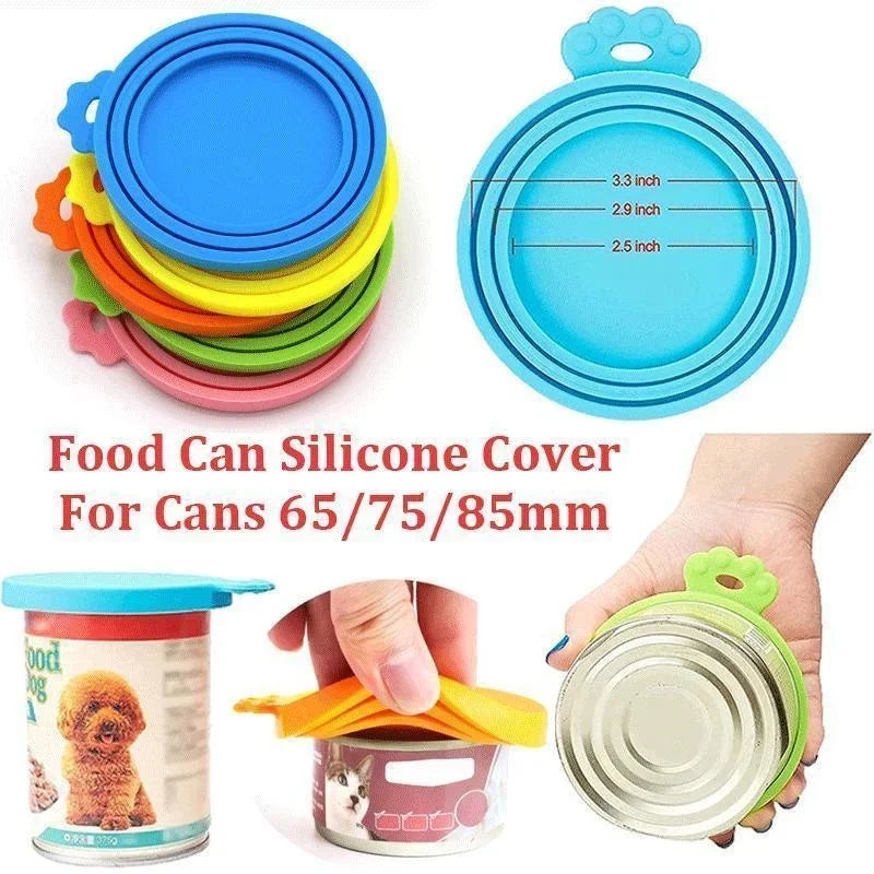 Pet Feeding Accessories Reusable 3 In 1 Pet Food Can Silicone Cover Dogs Cats Storage Tin Cap Lid Seal Cover Pet Supplies Suitable For 8.5cm/7.5cm/6.5cm