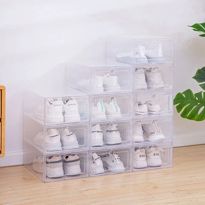 Organizers 6pcs/set Transparent Plastic Shoes Case Thickened Drawer Case Plastic Shoe Boxes Stackable Box Shoe Organizer Shoebox