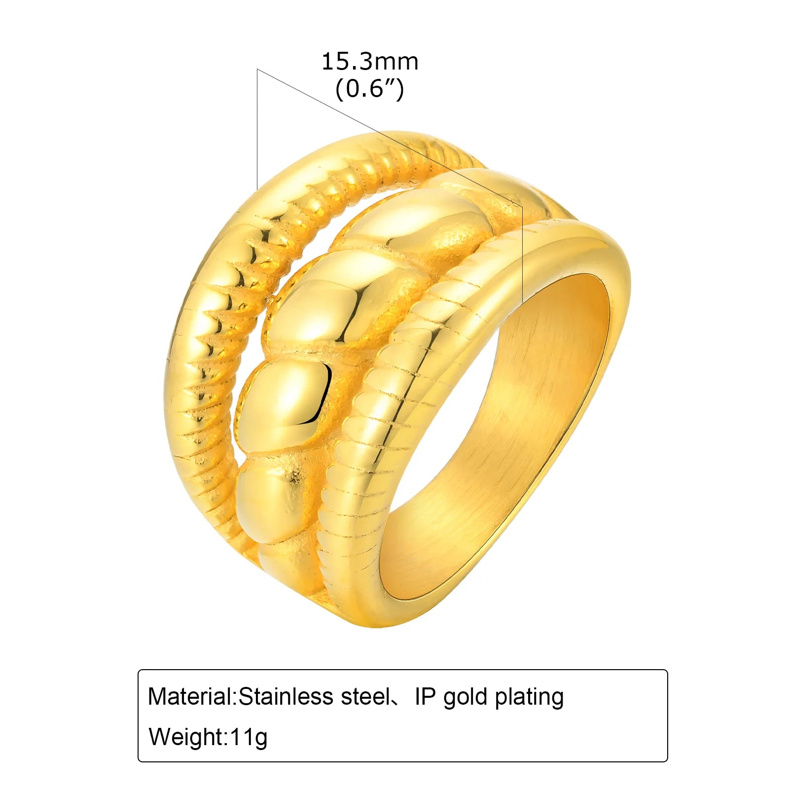 Women Chunky Rings Minimalist Gold Plated 06 variant image