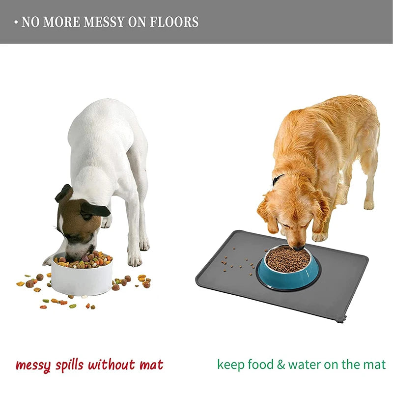 Pet Mat Silicone Dog Mat Non-Stick Cat Bowl Mat Waterproof Food Pad Pet Feeding Drinking Pads Easy Washing Placemat