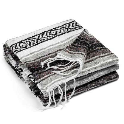 Mexican Serape Yoga Mat Picnic Blanket Zarape Mexican TM-Falsa-05 Grey