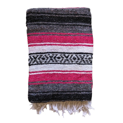 Zarape Mexican TM-Falsa-07 Fuchsia Mexican Serape Yoga Mat Picnic Blanket